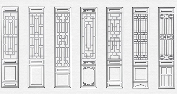 天等常用中式仿古花窗图案隔断设计图